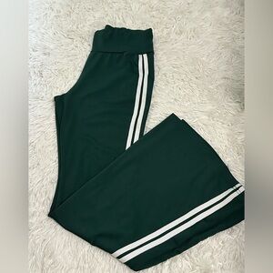 Green flare pants with White Stripes
